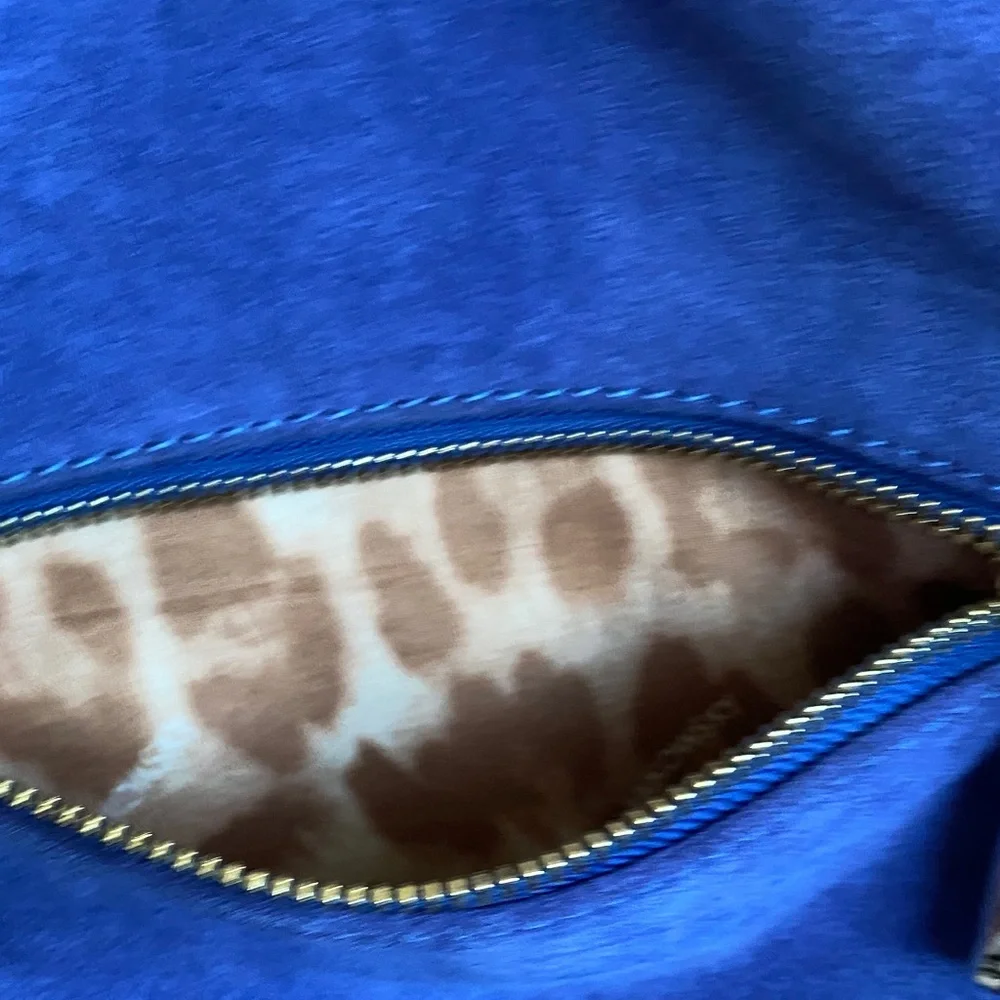b. makowsky Royal Blue Leather Hobo Bag H 10”X 13.5”